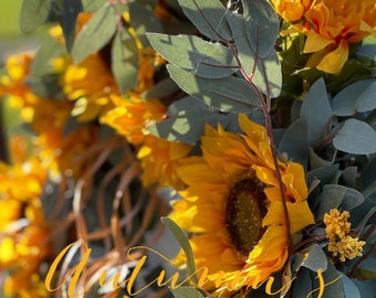 SUNFLOWER FALL WREATH~SunFlower Door Decor ~SunFlower Door Wreath ~Fall Door Wreath Fall Door Decor ~Fall Seasonal Wreath ~ EveryDayWreath