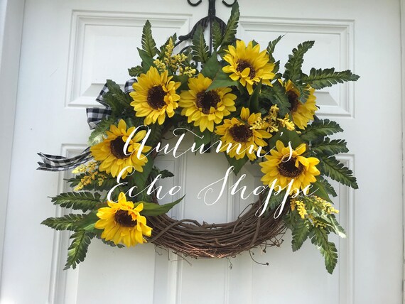 SUNFLOWER DOOR WREATH ~ Sunflower Decor ~ Fall Wreath ~ Fall Seasonal Decor ~ EveryDay Sunflower Wreath ~ FarmHouse Decor Wreath ~SummerTime