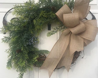 CHRISTMAS GREENS WREATH /Fresh Look Wreath / Natural Look Wreath /FarmHouse Fresh Wreath / EveryDay Door Wreath /Holiday Door Wreath /Rustic