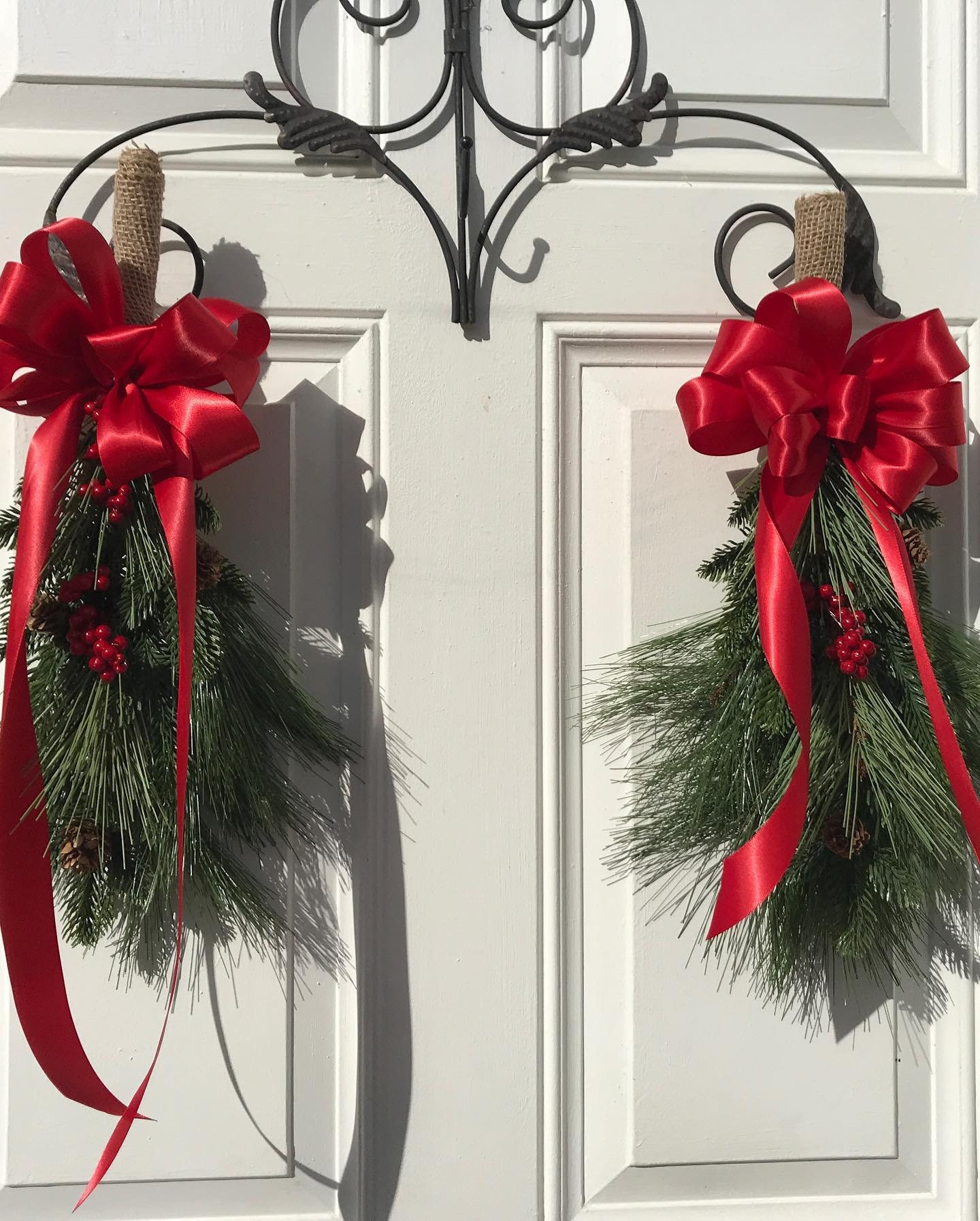 CHRISTMAS SWAGS Pine Double Door Swags Interior Decor Wall Accent