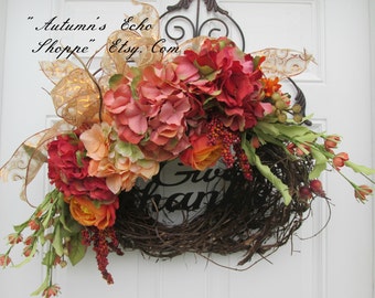 RUSTIC FALL WREATH ~  Fall Door Wreath ~ Rustic Door Decor~Fall Season Door Wreath ~ Thanksgiving Door Wreath ~ Thanksgiving Door Decor
