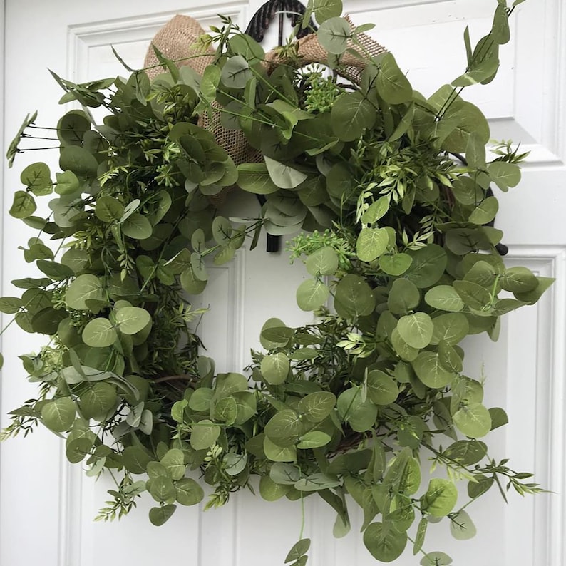 MIXED GREENERY WREATH farmhouse Fresh Inspired Wreath Home Etsy