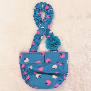 French Bulldog Diaper with Suspenders, Escape Proof for Female Dog Incontinence: Strawberry Patch