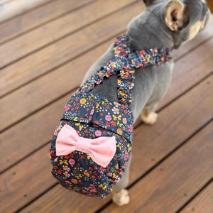 French Bulldog Diaper Cover with Suspenders, Escape Proof: Floral Fields