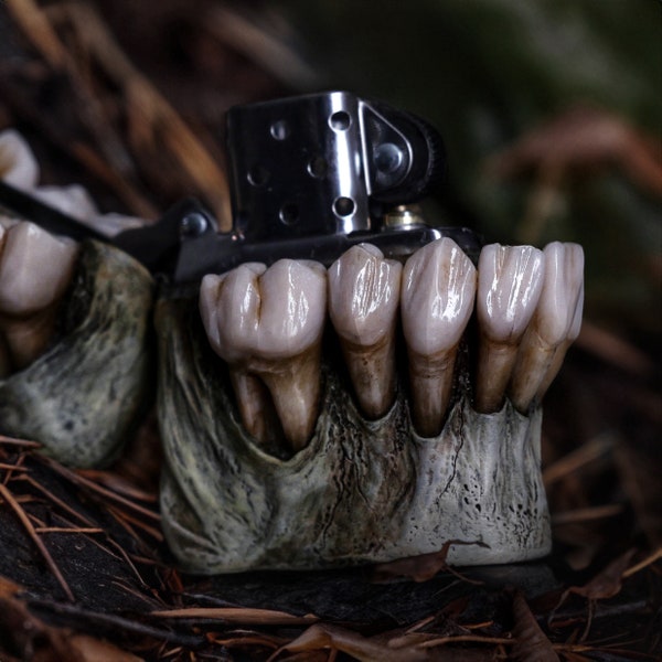 Dental Windproof Lighter, Anatomy, Dentist, regular size, handmade, hand sculpted teeth, - OOAK