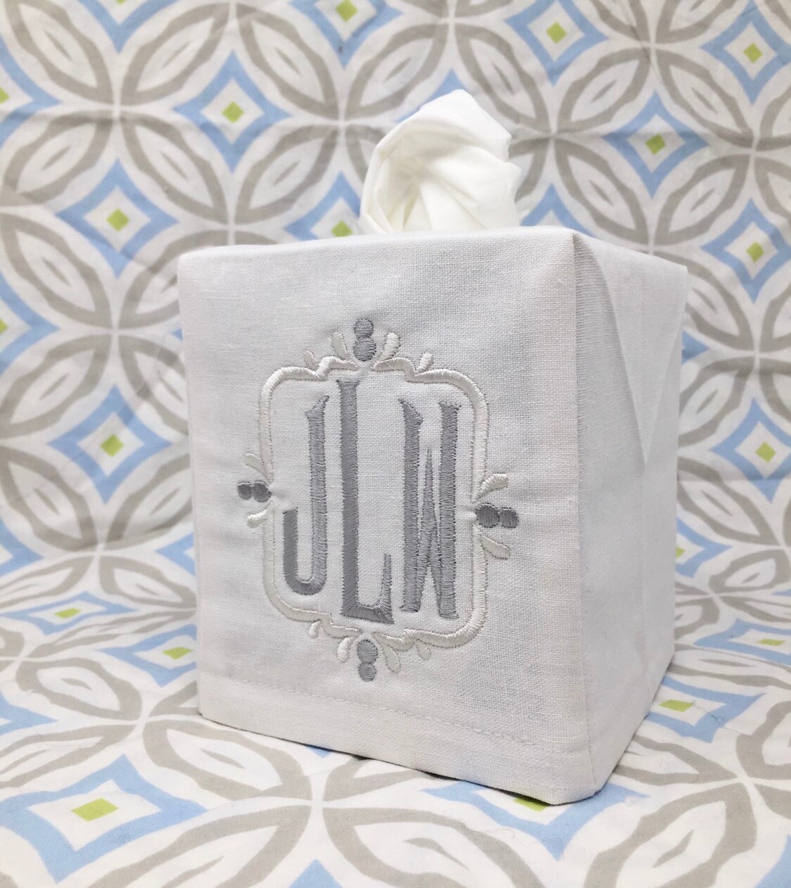 Monogrammed Tissue Box Cover Wesley monogram monogrammed Etsy