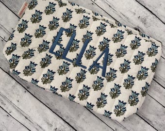 Monogrammed Quilted Cosmetic Bag, graduation gift