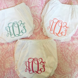 Monogrammed Bloomers,monogrammed diaper cover, personalized baby gift-Vine Monogram image 9