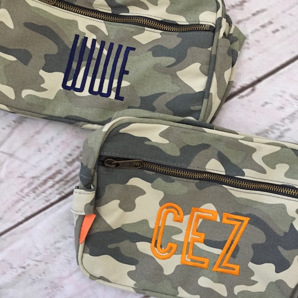 Monogrammed Dopp Kit, Camo Canvas personalized dopp kit, Christmas gift