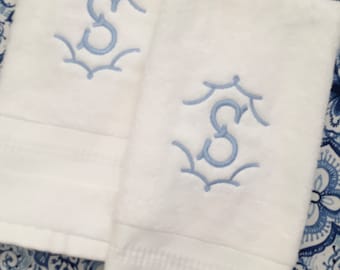 Monogrammed Terry cloth cotton Hand towels, Temple Initial, personalized gifts, Christmas gift