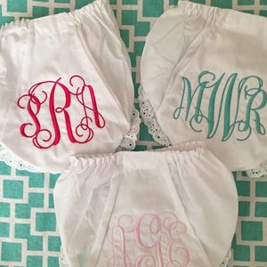 Monogrammed Bloomers,monogrammed diaper cover, personalized baby gift-Vine Monogram image 6