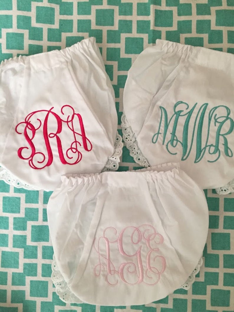 Monogrammed Bloomers,monogrammed diaper cover, personalized baby gift-Vine Monogram image 6