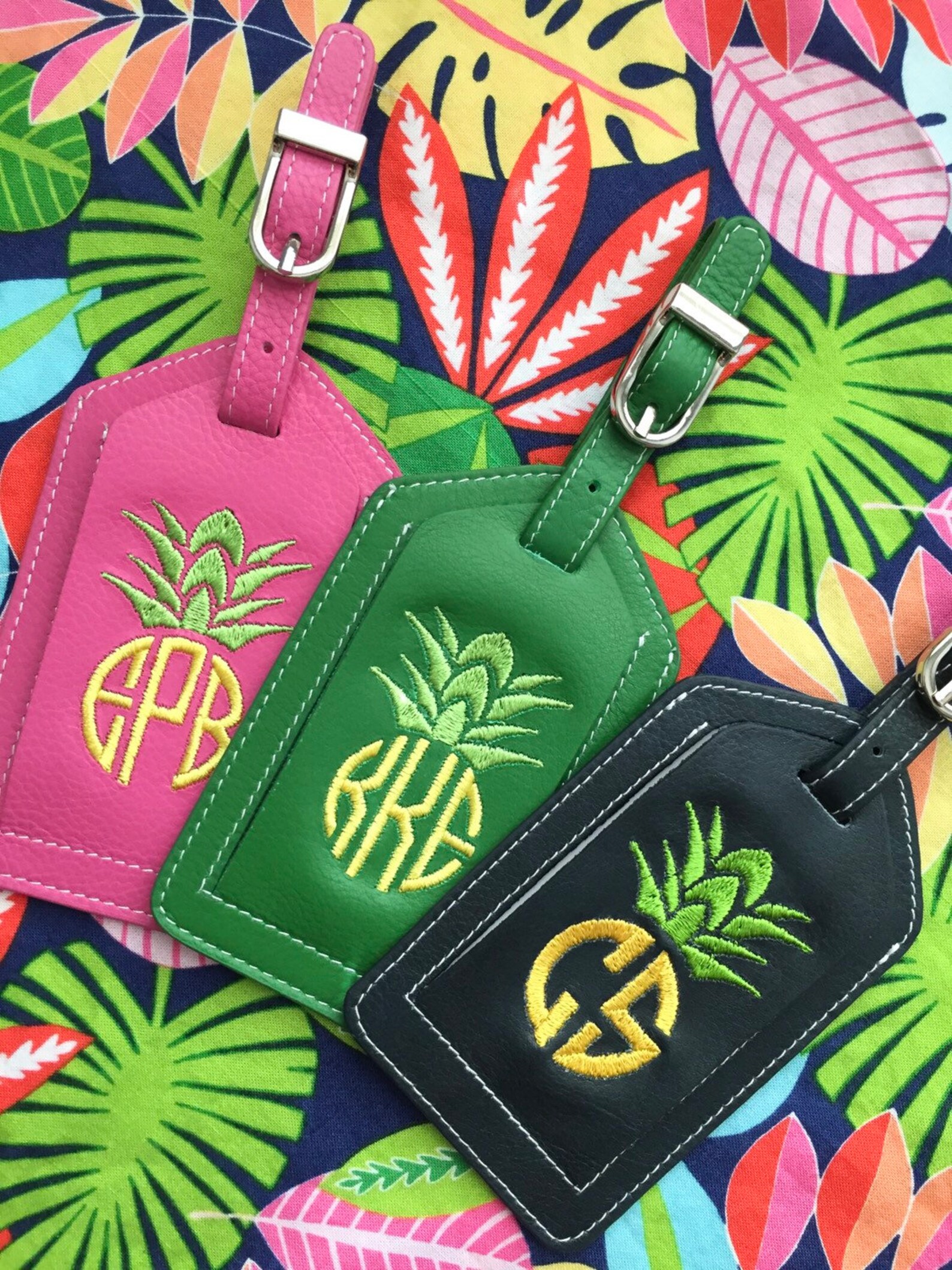 Monogrammed Pineapple Luggage Tag Personalized Luggage Tag Etsy