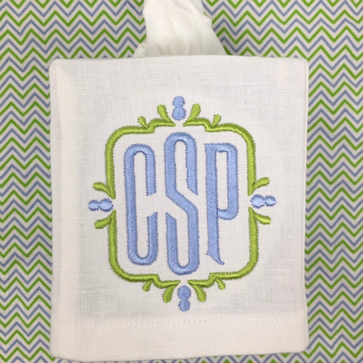 Monogrammed Tissue Box Cover