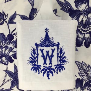 Monogrammed Tissue Box Cover-Pagoda with initial-monogrammed gift-personalized gift