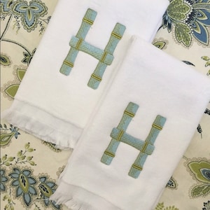 Monogrammed Fingertip towels, Bamboo Initial, personalized gifts, Christmas gift