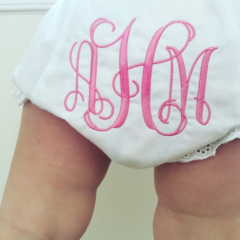 Monogrammed Bloomers,monogrammed diaper cover, personalized baby gift-Vine Monogram image 1