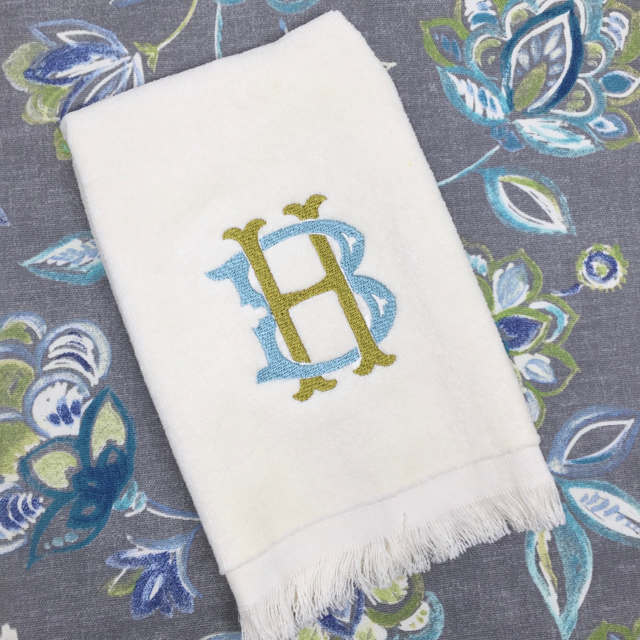 Monogrammed Fingertip towels Heirloom Double Letter Etsy