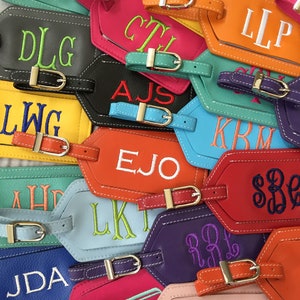 Monogrammed luggage tag, leather luggage tag, personalized luggage tag, Christmas gift