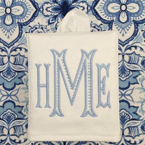 Monogrammed Linen Tissue Box Cover Bookman Monogram, monogrammed gift-personalized gift-hostess gift, nursery decor