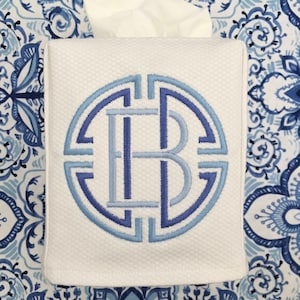 Monogrammed Tissue Box Cover, Medallion Initial-monogrammed gift-personalized gift-hostess gift