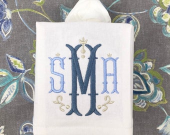 Monogrammed Tissue Box Cover-Nola Monogram, monogrammed gift-personalized gift-hostess gift