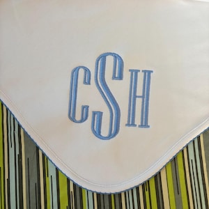 Monogrammed Baby Blanket: Cotton Receiving Blanket with Picot Trim