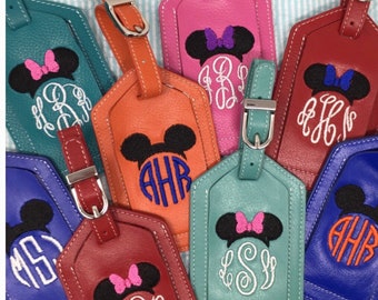 Étiquette de bagage monogrammée oreilles de souris, étiquette de bagage personnalisée, Disney, cadeau de graduation