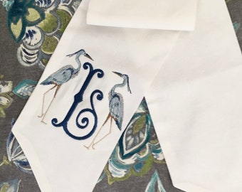 Wreath Sash with Heron Monogram, Wreath Decor, gift ideas