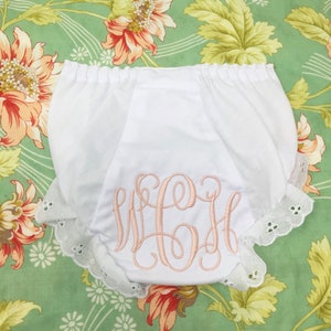 Monogrammed Bloomers,monogrammed diaper cover, personalized baby gift-Vine Monogram image 8