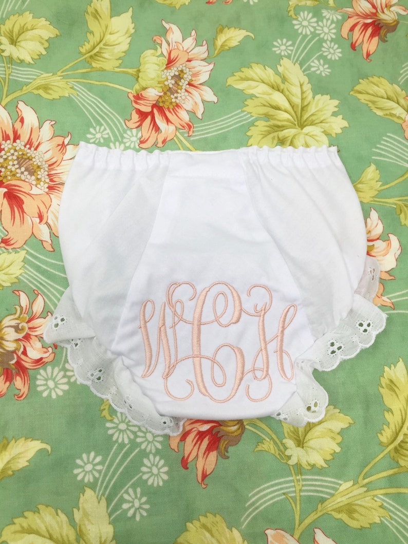 Monogrammed Bloomers,monogrammed diaper cover, personalized baby gift-Vine Monogram image 8