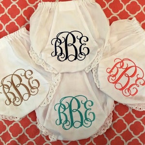 Monogrammed Bloomers,monogrammed diaper cover, personalized baby gift-Vine Monogram image 3