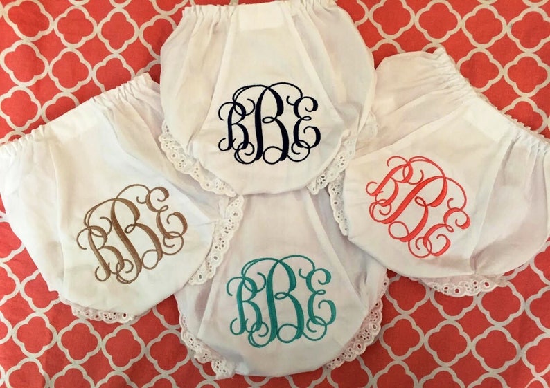 Monogrammed Bloomers,monogrammed diaper cover, personalized baby gift-Vine Monogram image 3