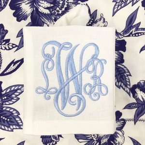 Monogrammed Tissue Box Cover Linen-Victor Monogram, monogrammed gift-personalized gift-hostess gift