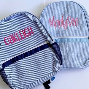 Monogrammed Seersucker Backpack, kid&#39;s backpack
