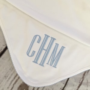 Monogrammed Baby Picot Trim Blanket, personalized baby gift, baby shower gift