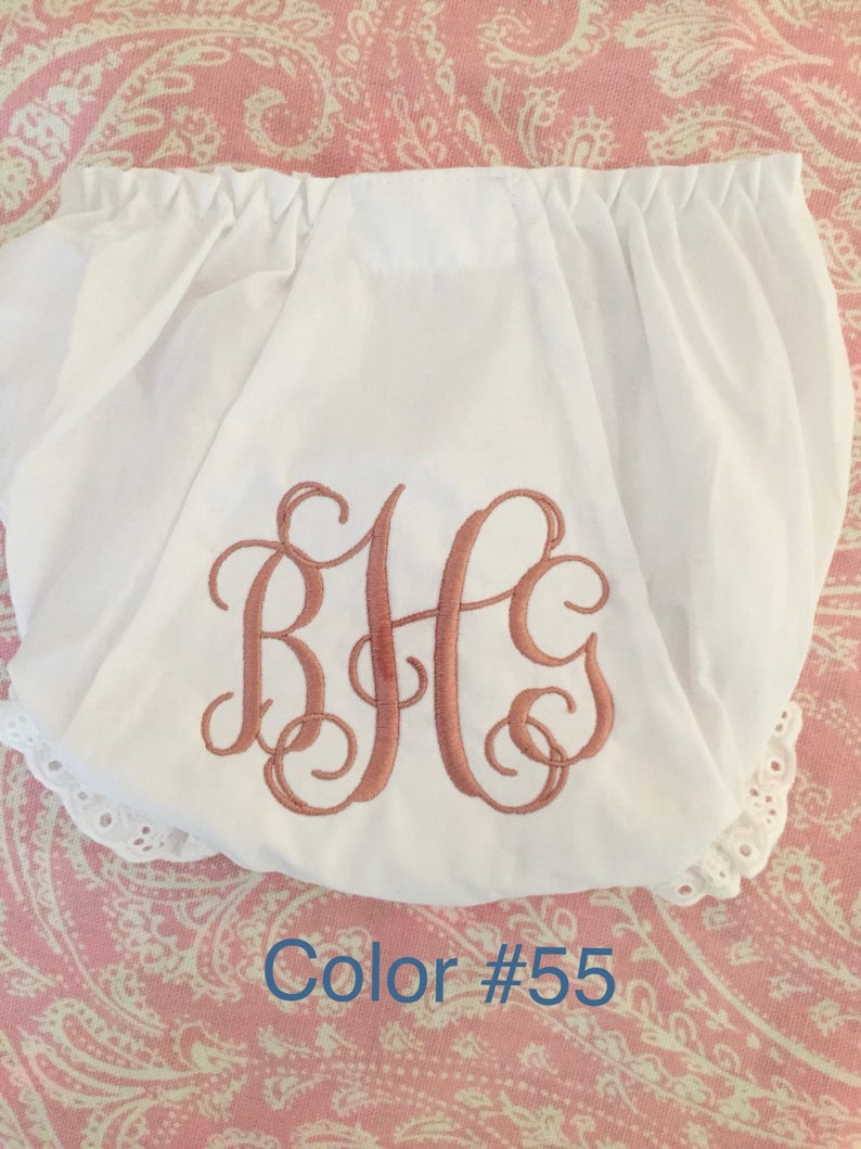 Monogrammed Bloomers,monogrammed diaper cover, personalized baby gift-Vine Monogram image 2