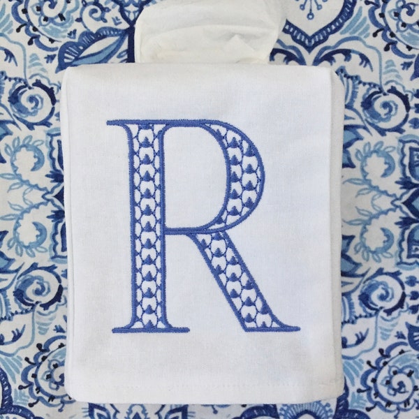 Monogrammed Tissue Box Cover-Adorn Initial, monogrammed gift-personalized gift-hostess gift