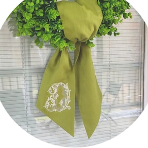 Wreath Sash with Monogram, Wreath Decor, gift ideas