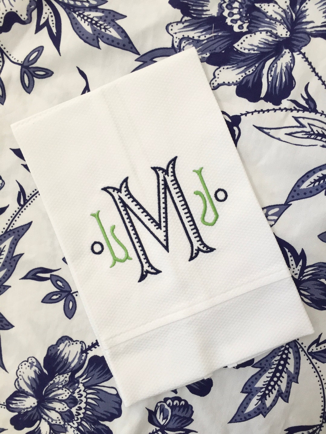 Monogrammed Cotton Pique Tea Towel Bookman Monogramhostess Etsy