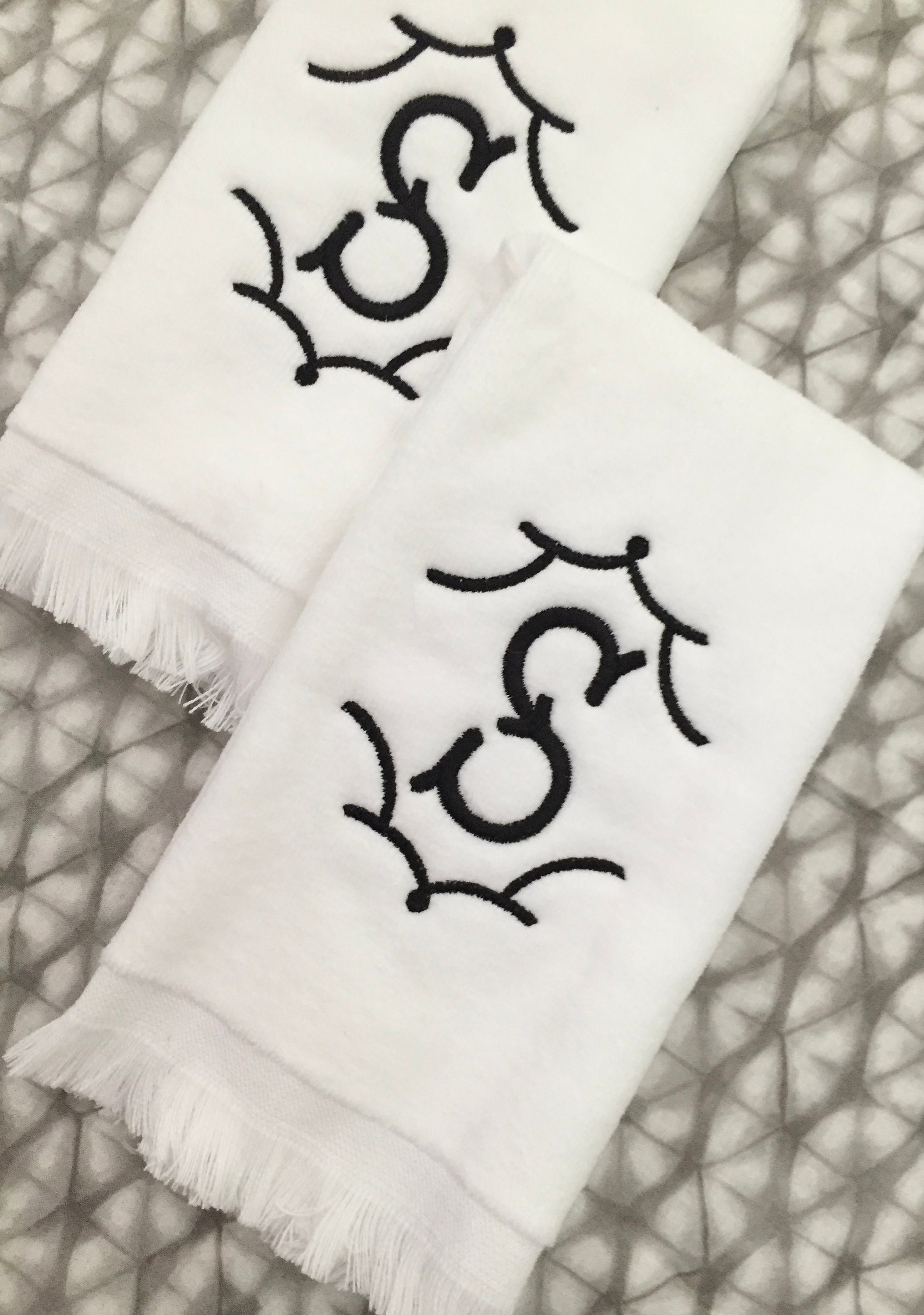 Monogrammed Fingertip Towels Embroidered Bathroom Powder -  Israel
