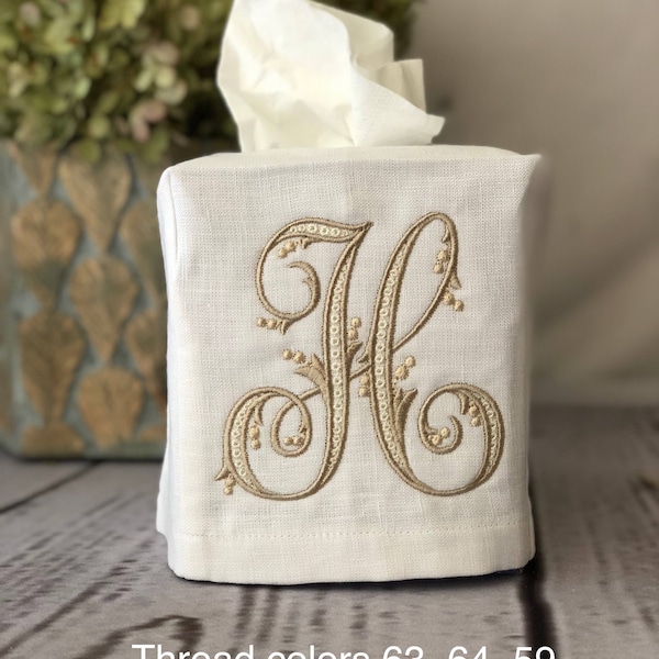 Monogrammed Tissue Box Cover-Flourish Initial, monogrammed gift-personalized gift-hostess gift