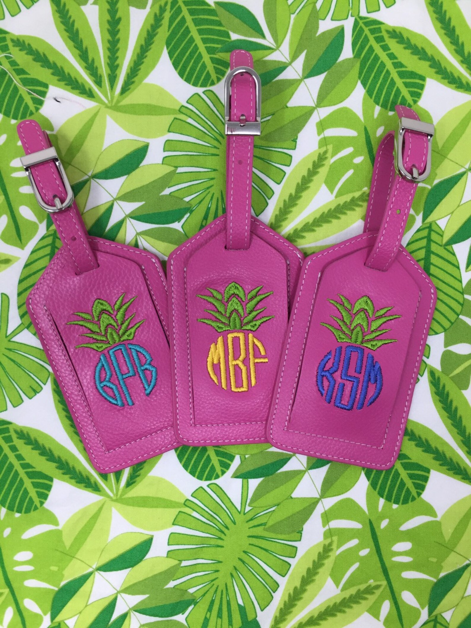 Monogrammed Pineapple Luggage Tag Personalized Luggage Tag Etsy