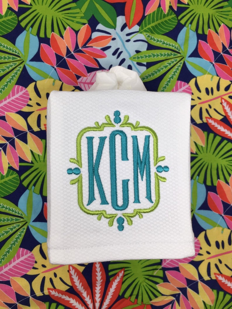 Monogrammed Tissue Box Cover Wesley Monogram Monogrammed Etsy