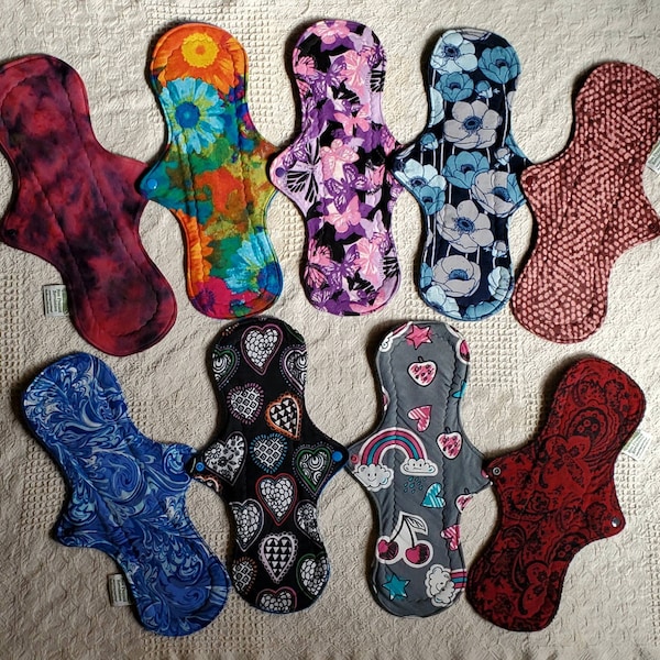 14" Cloth Menstrual Pads. Heavy/Overnight/Postpartum.