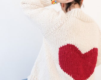 Big Heart Cardigan Sweater Knitting Pattern