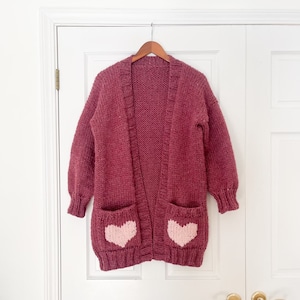 Heart Sweater Easy Knitting Pattern Chunky Heart Cardigan Knitting Pattern Oversized Heart Sweater Video Tutorial Knit Pattern