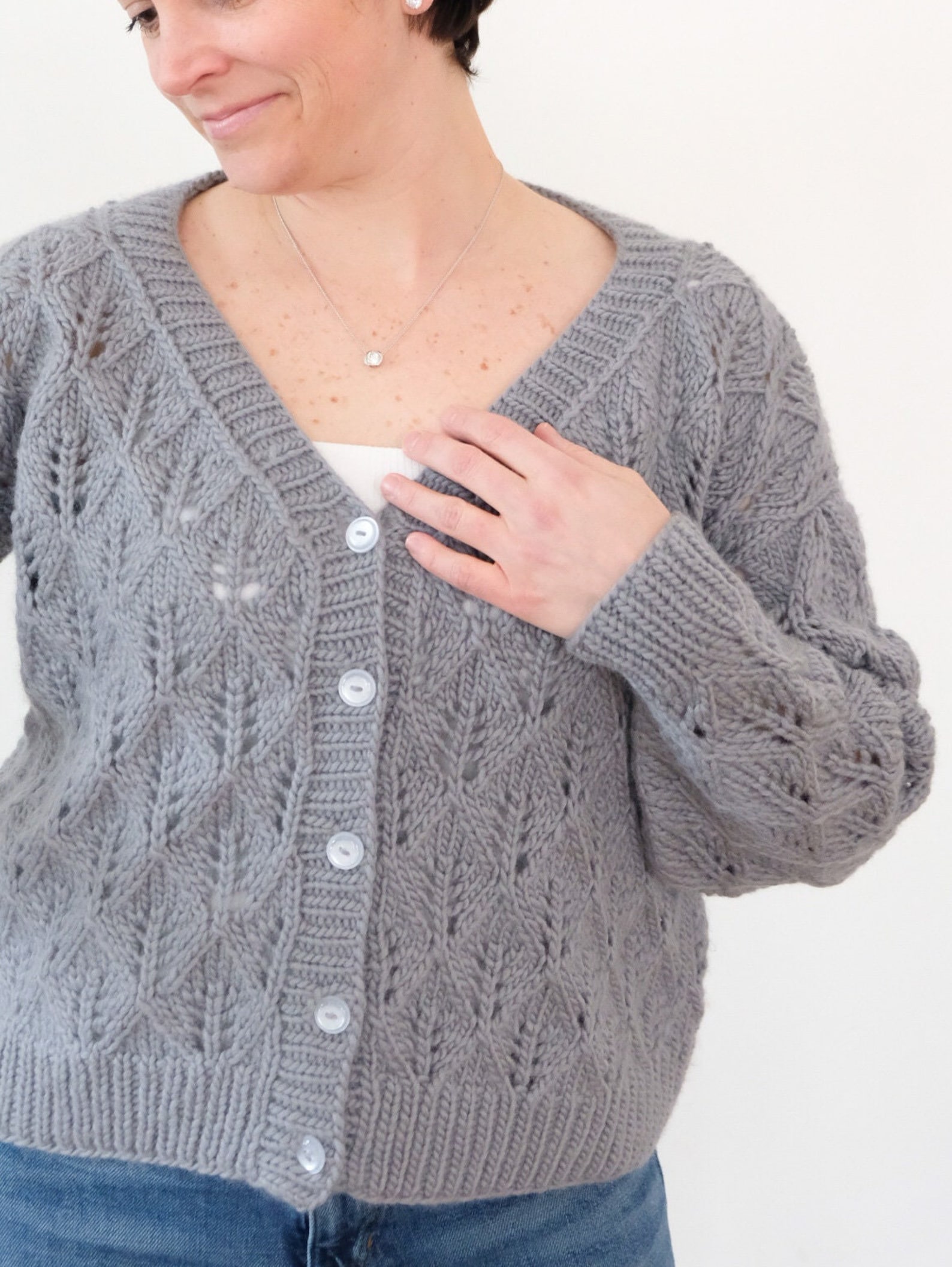 Corran Cardigan Pattern Lace V-neck Cardigan Knitting Pattern | Cozy Button Sweater | Mckenzie ...