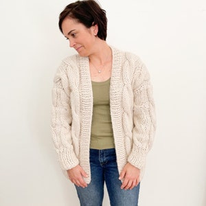 Cable Knit Sweater Pattern Easy Cable Sweater Knitting Pattern Cozy Cardigan Knit Pattern image 2