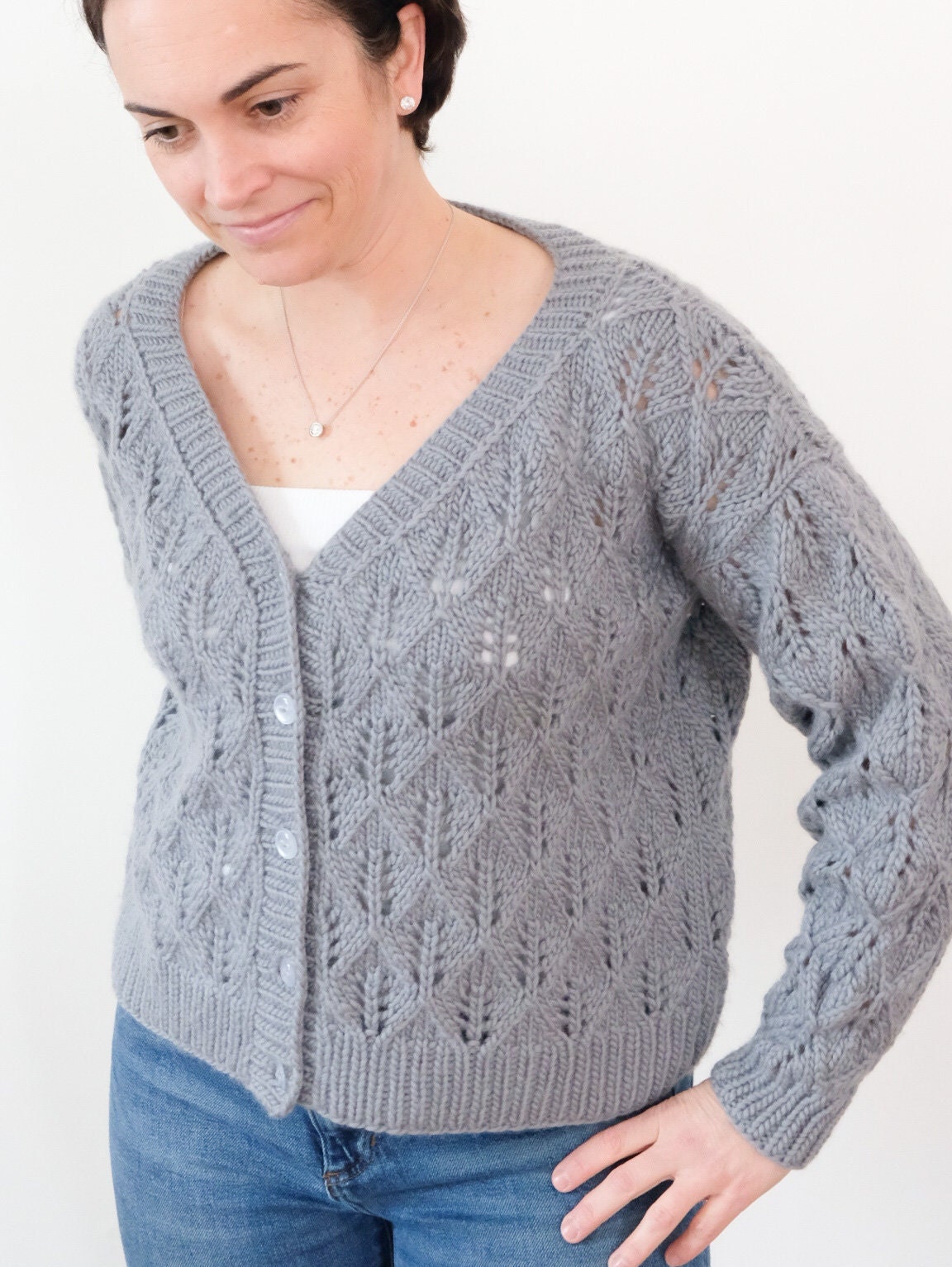 Corran Cardigan Pattern Lace V-neck Cardigan Knitting Pattern | Cozy Button Sweater | Mckenzie ...